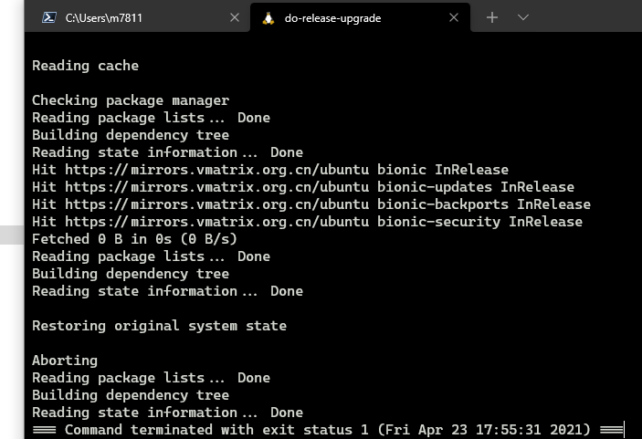 18.04 upgrade to 20.04 fail
